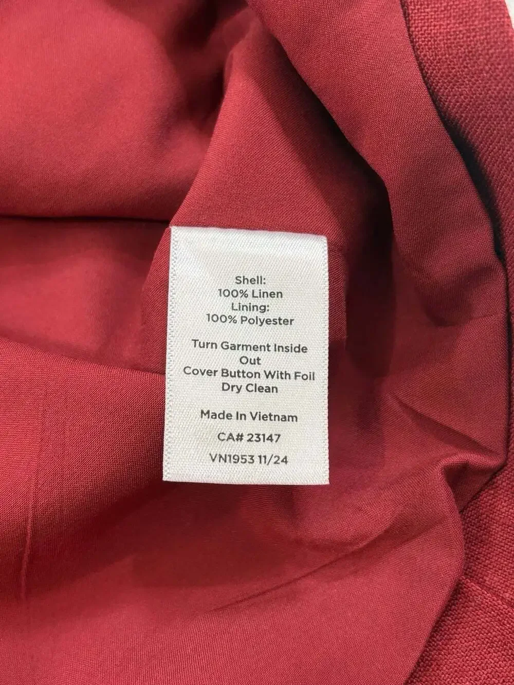 TALBOTS RED CLASSIC LINEN SHORT VEST GOLD BUTTONs SIZE 14